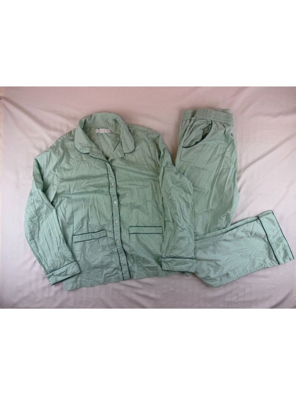 LAKE Pajamas Long Sleeve Pants Set Size Medium in Light Mint Green - Picture 2 of 15